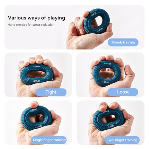 Grip Strength Trainer - Silicone Hand Exerciser with 5 Resistance Levels - Black