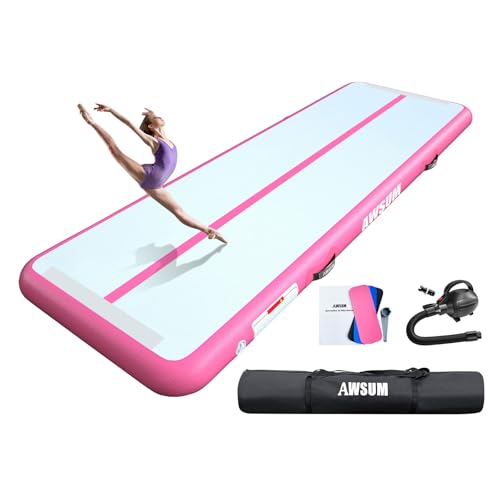 Inflatable Gymnastics Mat 10ft Tumble Track - Pink, 4in Thick