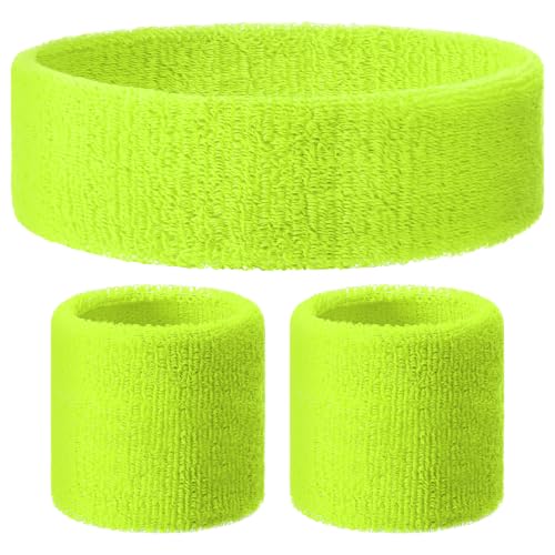 Knitgrip 3 Pack Neon Sweatbands Set Headband Wristband