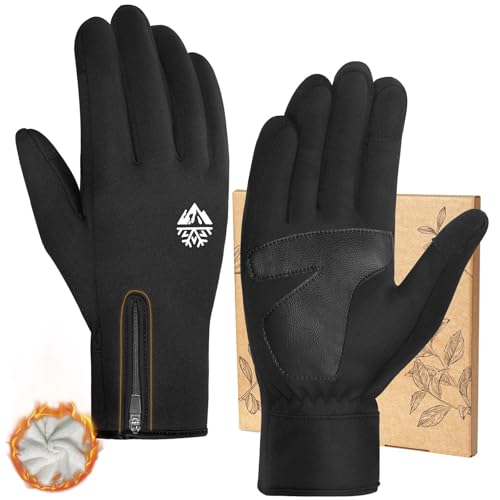 Thermal Plush Winter Gloves for Men & Women - Black, Small