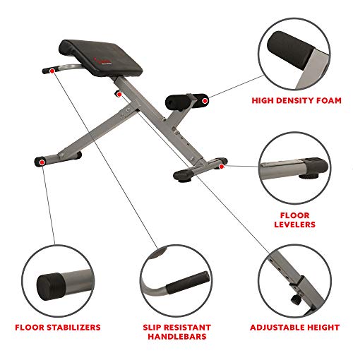 Roman Chair for Home Gym - Adjustable Height, Foldable, Silver