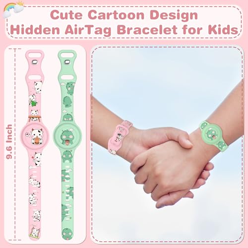 Waterproof AirTag Bracelet for Kids - Boba Tea Dinosaur Design
