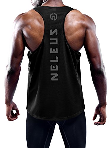 Men's 3 Pack Dry Fit Y-Back Muscle Tank Gym Shirt - Large, Black/Grey/Olive-Green