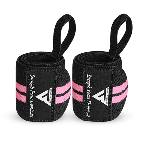 Beast 18” Cotton Wrist Wraps with Thumb Loop – Pink Weight Lifting Straps for Powerlifting