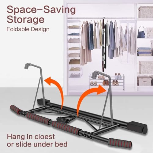 Pull Up Bar Doorway with Ergonomic Grip - Black/Red