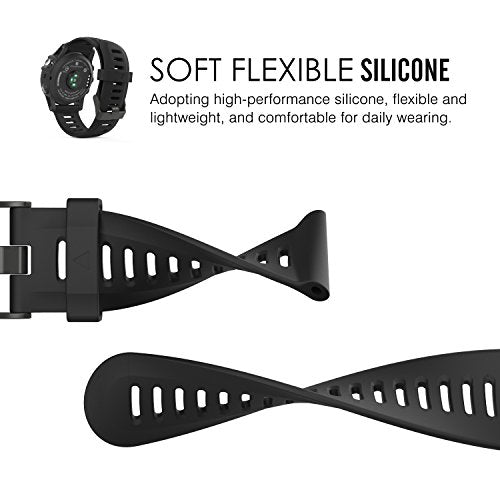 Silicone Watch Band for Garmin Fenix 3/5X - Black - 1 Pack