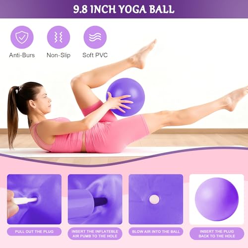 Pilates Kit for Home Workouts - 15PCS Set with 12-Inch Purple Ring