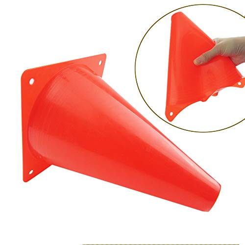 7 Inch Orange Plastic Traffic Cones - 12 Pack Agility Markers for Sports Training