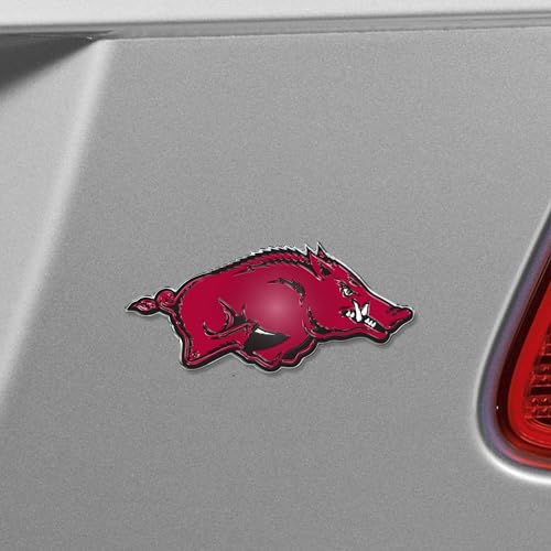 Arkansas Razorbacks Aluminum Auto Emblem Decal - 4x3 Inches
