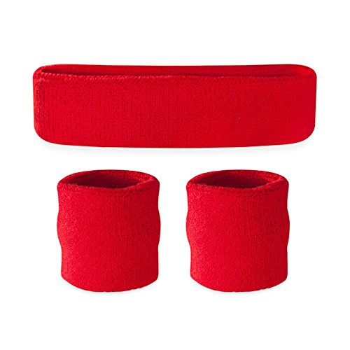 Kids Sweatbands Set - Non-Slip Headband & Wristbands - Red