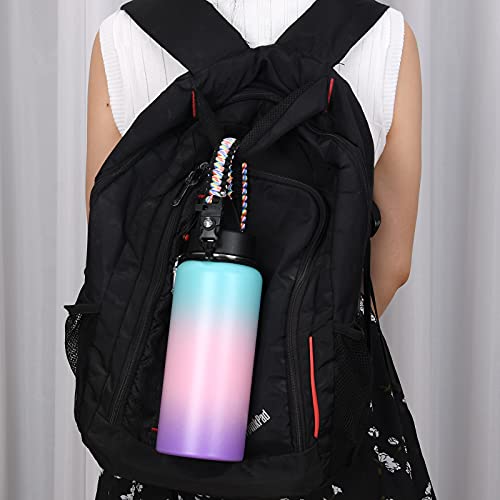 Paracord Water Bottle Handle Strap with Safety Ring & Carabiner