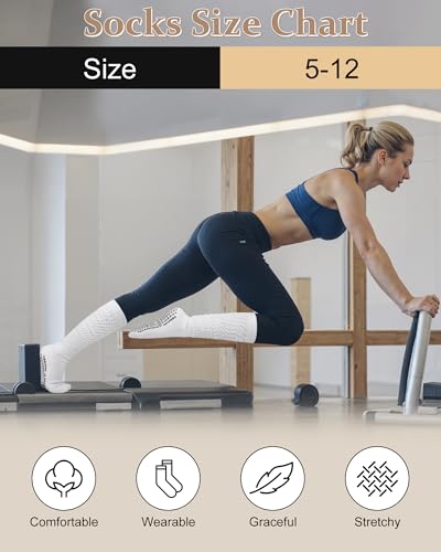 Yoga Pilates Socks with Grips for Women - White