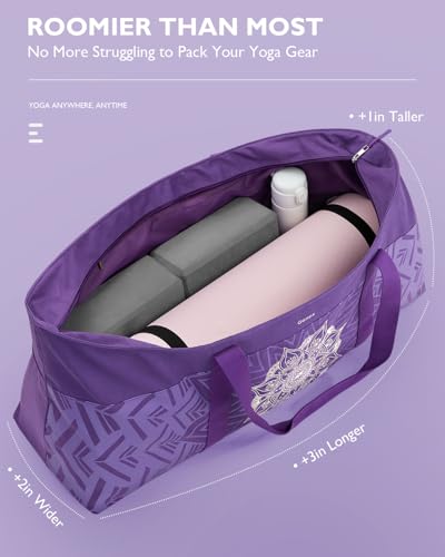 Yoga Mat Bag with Waterproof Pocket - Purple Large