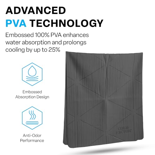 Gray PVA Cooling Towel Neck Wrap - Instant Relief, UPF 50+ Sun Protection, Reusable