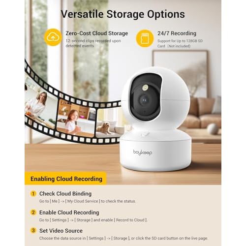 BoyKeep Indoor Camera 2K, 5G/2.4GHz Pet Camera with Phone App,Cameras for Home Security, Motion Tracking, Color Night Vision, 2-Way Audio, WiFi 12-Second Cloud Storage
