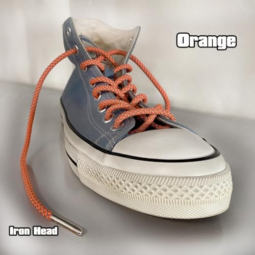 Reflective Round Shoe Laces for Sneakers - Orange, 31 Inch