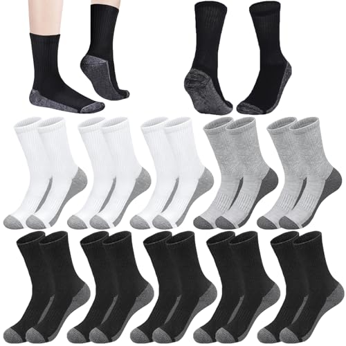 Men's Crew Athletic Socks Moisture Wicking Cushion Sports Socks - 8 Pairs