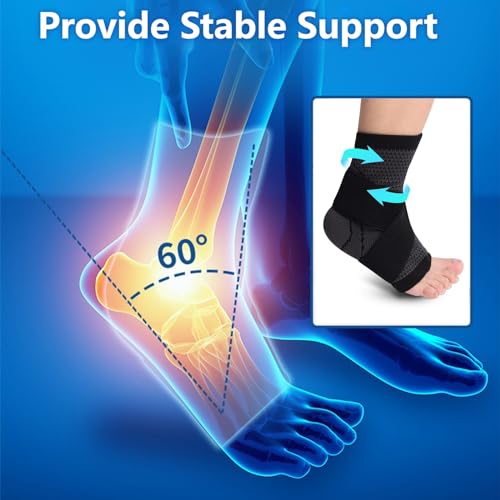 Adjustable Ankle Brace for Sprained Ankle - Breathable Foot Support Sleeve