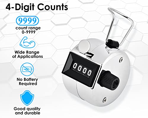 Metal Handheld Tally Counter - Mechanical Clicker for Attendance, Scores