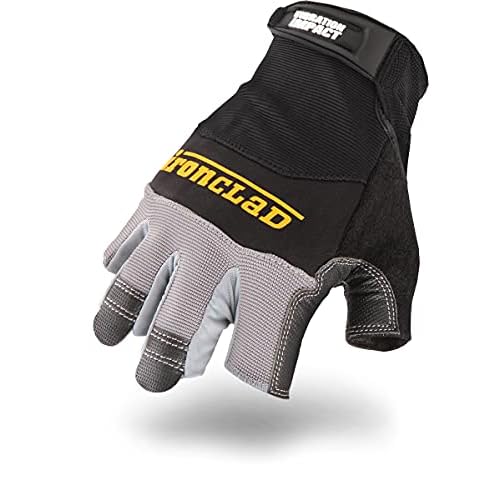 Ironclad mens Work Glove MACH 5 VIBRATION IMPACT, Black and Grey, Large Pack of 1 US