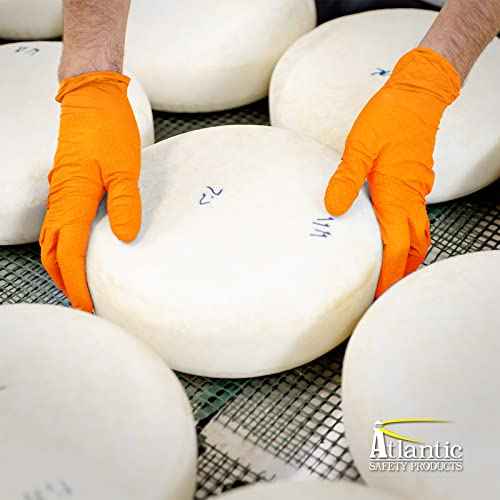 Atlantic Safety Products Outrageous Orange Heavy-Duty Disposable Nitrile Gloves, 8-mil, Latex and Powder Free, Orange, Large, 100-Ct