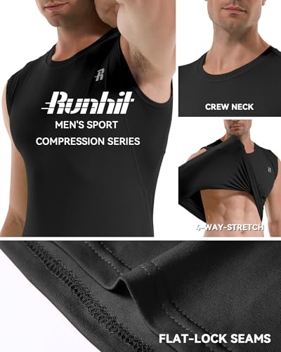 Men's Sleeveless Compression Tank Top - Medium Black