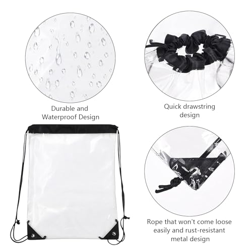 2 Pack Clear Drawstring Bags - Waterproof PVC Stadium-Compliant