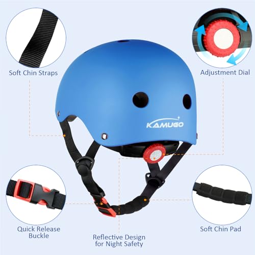 Kids Adjustable Helmet - Multi-Sport Safety for Ages 2-14 - Blue, Small