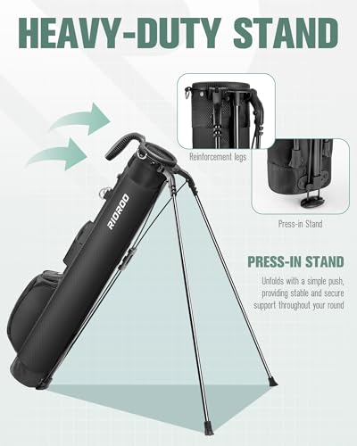 Lightweight Golf Stand Bag for 7 Clubs with Cooler Pocket - Black