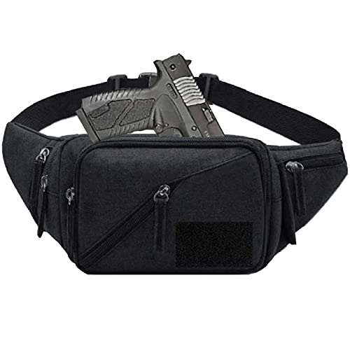 LarKoo Black Concealed Carry Pistol Waist Bag Tactical Fanny Pack with Water Bottle Holder