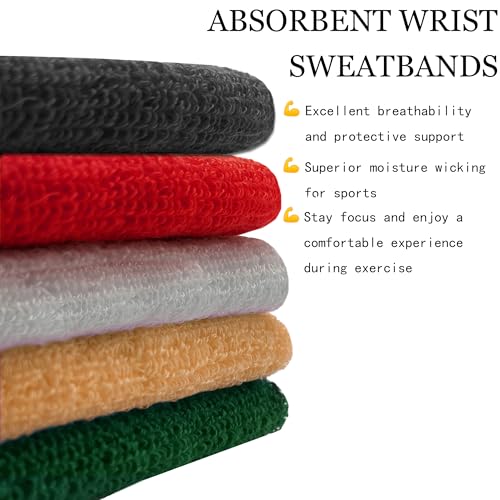 Moisture-Wicking Sweat Wristbands - 8 Pcs Black & White