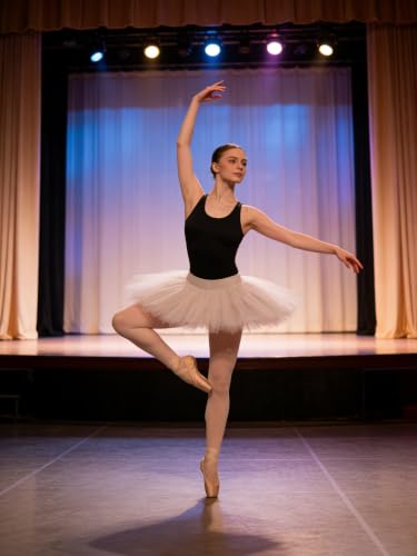 Women Ballet Leotard Mesh Dance Leotard Medium Black with Lining