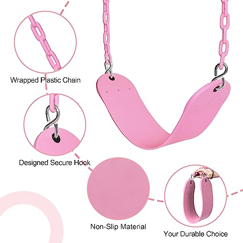 Pink 66 In. Heavy-Duty Swing Seat with Fully Pink Chains - 2 Pack (Light Pink) Coated