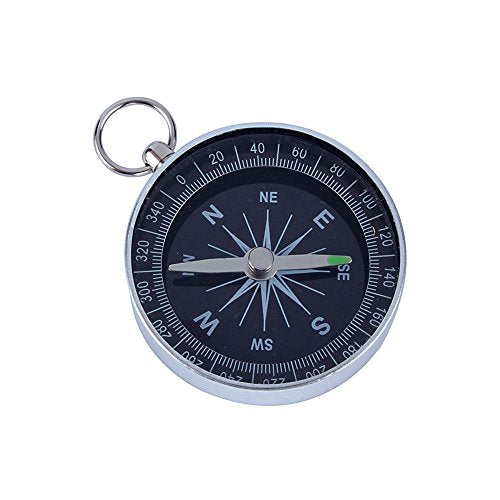Portable Pocket Compass for Hiking and Camping - Silver