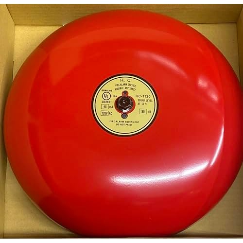 Red Fire Alarm Bell, 6 Inch 120 Volt AC