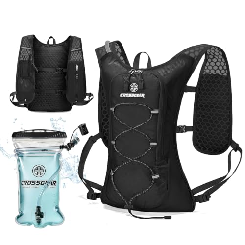 CROSSGEAR Black Hydration Running Vest with 1.5L BPA-Free Water Bladder
