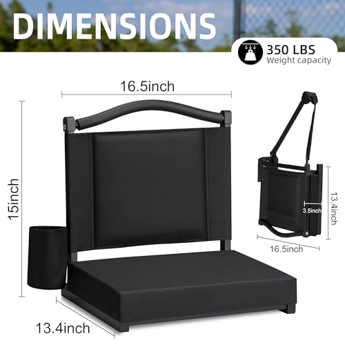Stadium Seats with Back Support & Thick Cushion - Black, 1 PC