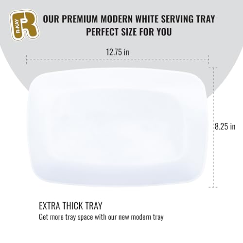 R-kay 6 Pack White Serving Tray - 12.75 x 8.25 Trays for Food Heavy