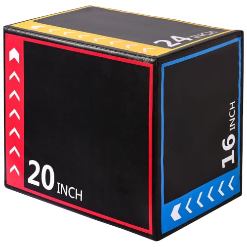 3-in-1 Foam Plyo Box - 16'' 20'' 24'' Soft Jump Box - Multicolor
