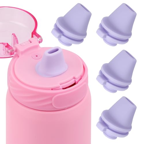 4-Pack Silicone Bite Valve Replacements for Water Bottles - Purple