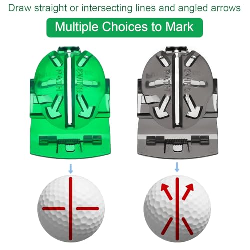 2 Pack Golf Ball Line Liner Marking Tool - Green & Black