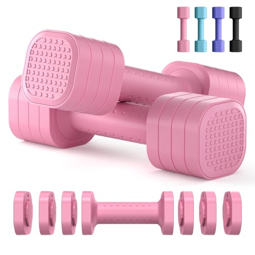 Adjustable Dumbbell Set for Women - 4 in 1 Pink Free Weights