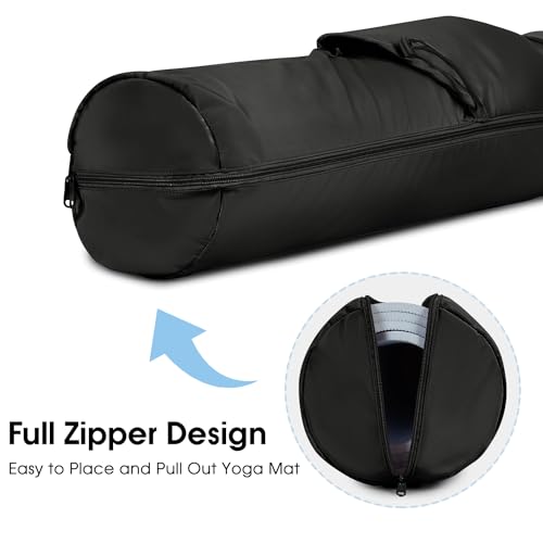 Yoga Mat Bag with Waterproof Pocket - Black / Medium Pocket
