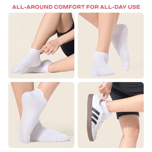 Non-Slip Grip Socks for Men - 4 Pairs White, Size Medium