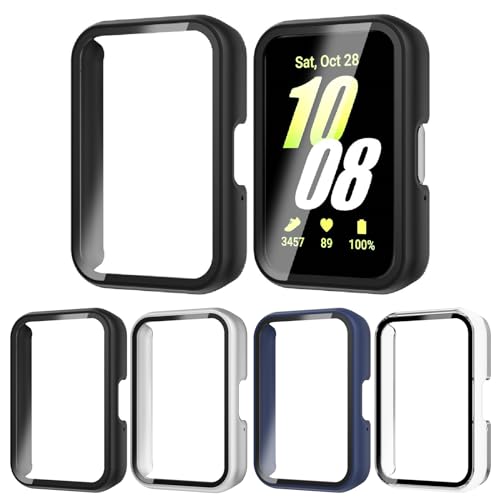 Screen Protector Case for Samsung Galaxy Fit 3 - 4-Pack, Black/Silver/Navy Blue/Clear
