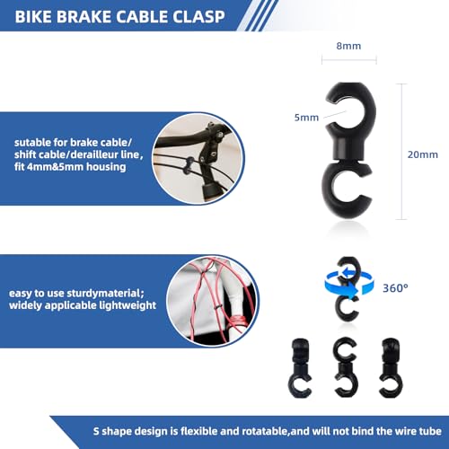 60-Piece Aluminum Alloy Bike Cable End Caps and S-Hook Clips Set