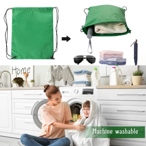 Green Drawstring Backpack - 2 Pack Lightweight Sports Bags