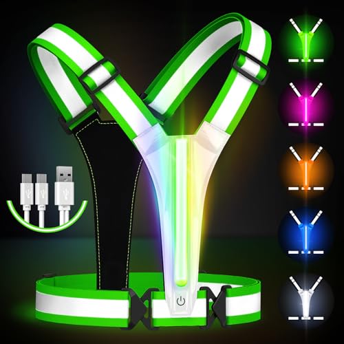 Fokia Kunbio LED Reflective Running Vest with Colorful Lights – Rechargeable Night Safety Gear for Women Men Kids