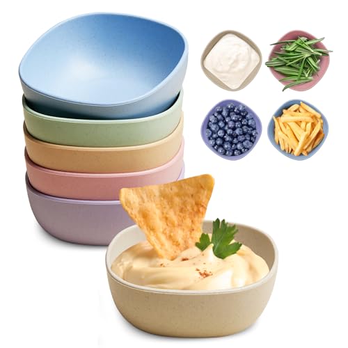 6 Pack Wheat Straw Dipping Bowls - 4.5 OZ Mini Prep Bowls