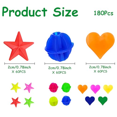 180 Pieces Colorful Bike Spoke Beads - Star & Heart Shapes
